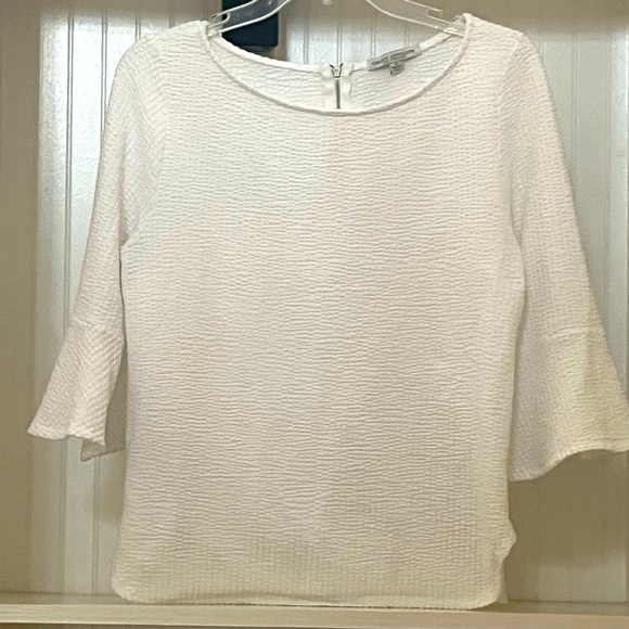 White, Quarter Length Bell Sleeves Blouse | L - Picture 1 of 7